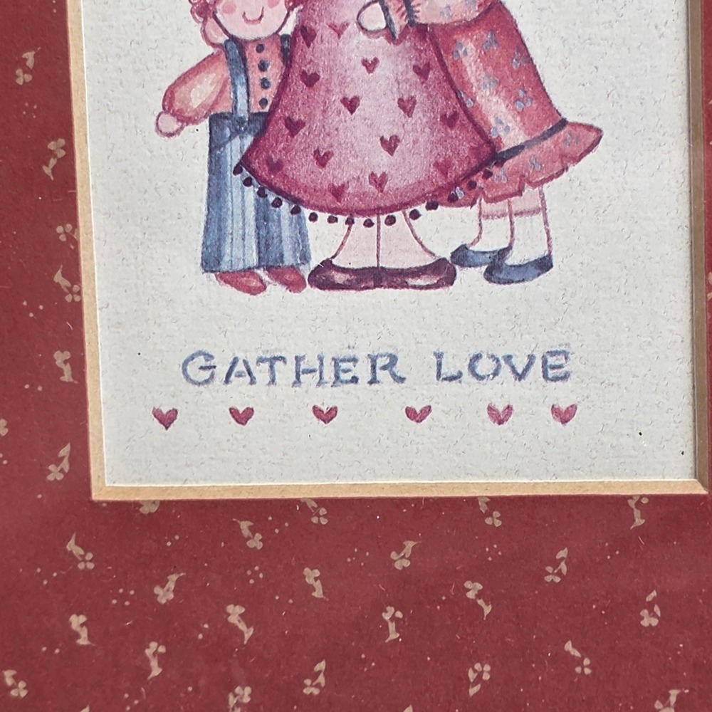Vintage‎ Figi Graphics 'Give Love Gather Love' Wall Art Wood Framed Folk Art - Picture 4 of 9